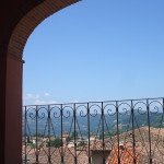 View from Nel Cielo balcony across Barga (Summer)