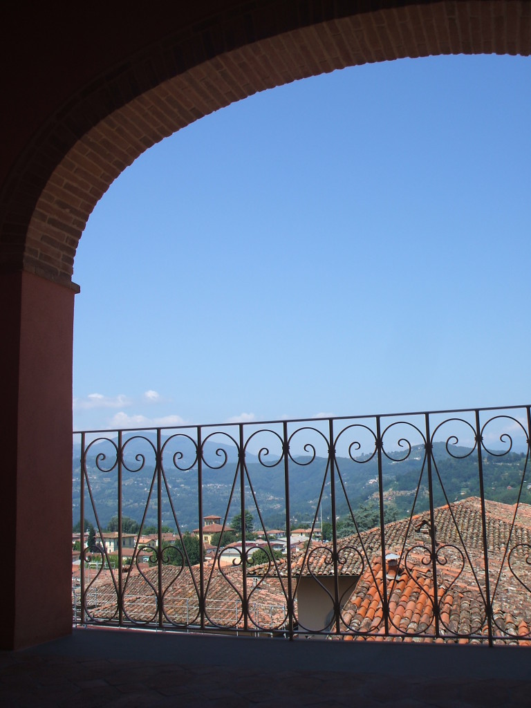 View from Nel Cielo balcony across Barga (Summer)