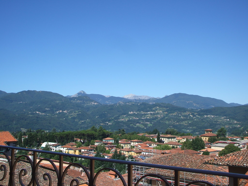 View from Nel Cielo balcony across Barga (Summer)