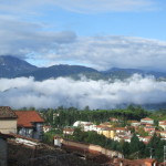 View from Nel Cielo balcony across Barga to le Alpi Apuane (October)